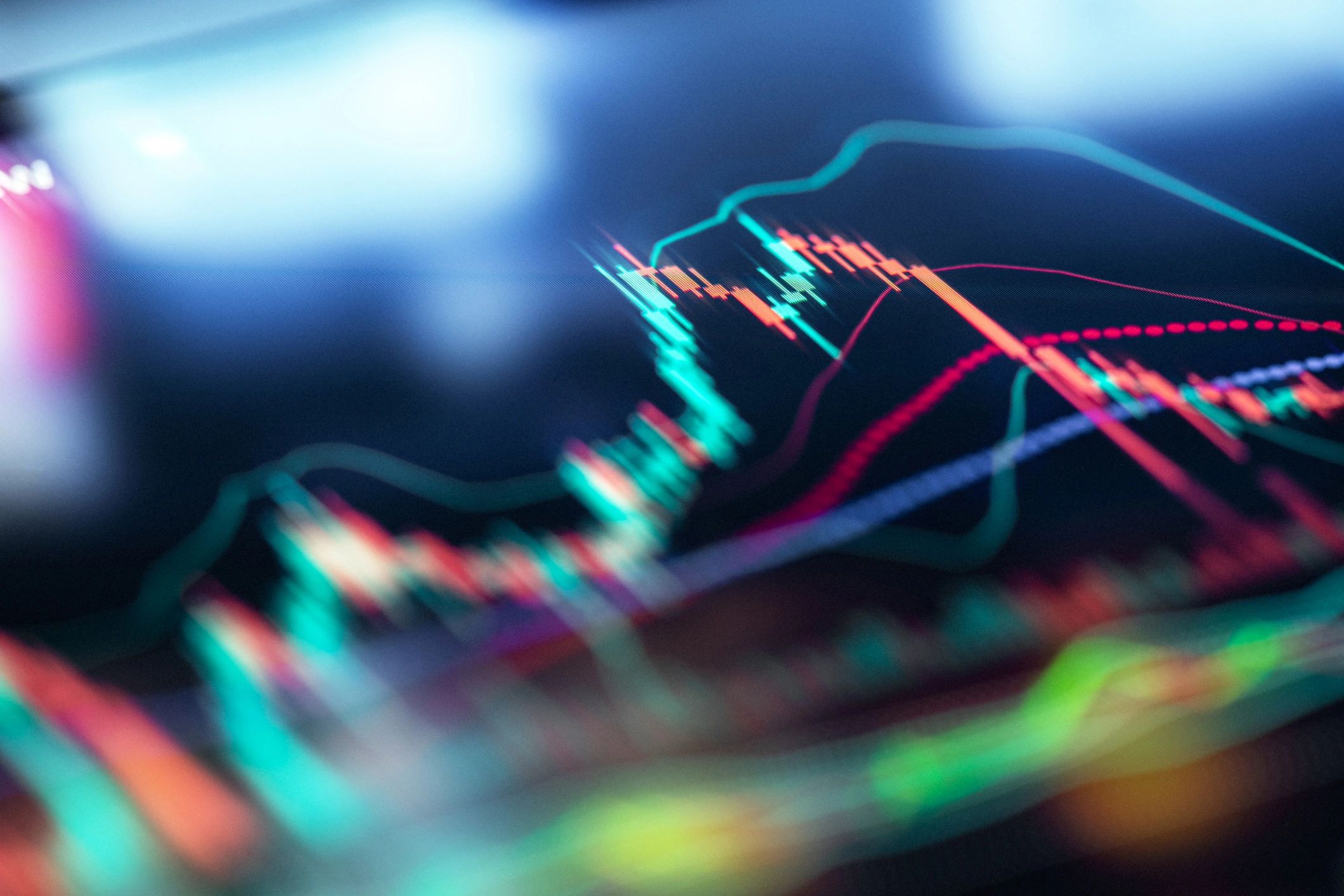 Stock market chart on digital display